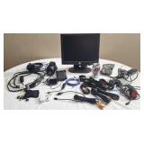Dell Computer monitor, charging cords, headphones