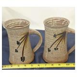 Hand crafted pottery mugs, signed by artist