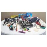 Kitchen utensils, including cutlery set, knives,