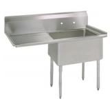 STAINLESS STEEL 1 COMPARTMENT SINK W/ 24" LEFT