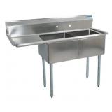 STAINLESS STEEL 2 COMPARTMENT SINK W/ 18" LEFT