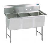 STAINLESS STEEL 3 COMPARTMENT SINK, 10" RISER