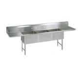 STAINLESS STEEL 3 COMPARTMENT SINK 10" RISER &