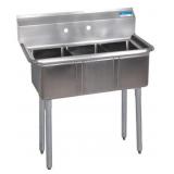 STAINLESS STEEL 3 COMPARTMENT ECONOMY SINK