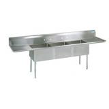 STAINLESS STEEL 3 COMPARTMENT SINK W/ & DUAL 24"