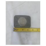 Vintage Ike Silver Dollar Belt Buckle with 1972