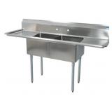 STAINLESS STEEL 2 COMPARTMENT SINK W/ & DUAL 24"