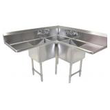 Stainless Steel 3 Compartment Corner Sink w/ Dual