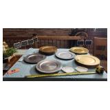 Wedding decor , chargers, chalkboard stands ,
