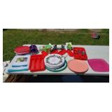 Cutting boards, flatware, plates plastic, egg