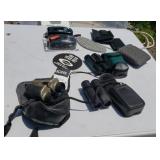 Smsll binoculars , cameras, c a lculator