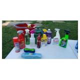 Clening supplies, mostly full , bucket
