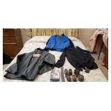 New carhartt large rain coat, belts, large boxer