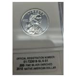 2010 Sacagawea Dollar  .999 fine silver