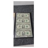 2003 uncut sheet of legal tender $2 bills.
