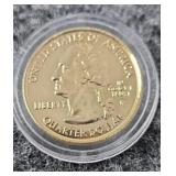 2001 D 24K Gold Plated Washington Quarter North