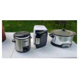 Hamilton Beach crock pot, Brookstone mini frig,