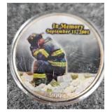 2002 silver eagle dollar "Firefighter" in color