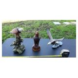 2 limited edition porcelain eagles and wood