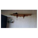 Oak Shelf , garden hose hanger w spray nozzle