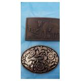 Vintage belt buckles , floral metal gold inspired