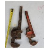 2 Pipe Wrenches One Rigid