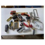 Tool lot with box cutters, saws and more