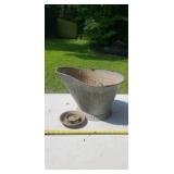 Galvanized coal bucket w chic waterer