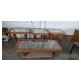 Wood glass top coffee table 3 end tables
