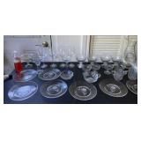 Federal glass plates with rose pattern, dessert