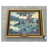 Framed canvas oil replica by H. A. De Nunzio