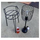 Plant stand and black lamp