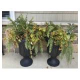 Two resin planters with ferns