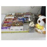 Stuffed animals and puzzles
