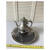Woodbury Pewterï¿½s pitcher, tray and Cambridge