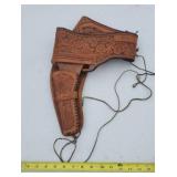 Tooled leather gun belt Holster