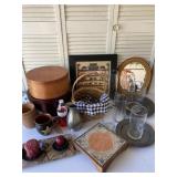 Hat boxes, vases, basket and decor