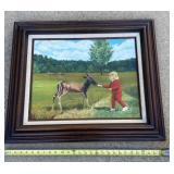 Framed Canvas print of deer by Grace Hood 28 x