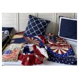 Pillows, flag banners, pillow cases and older