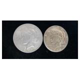 Two Silver Peace Dollars