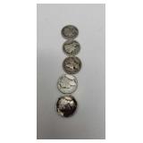5 Mercury Dimes.