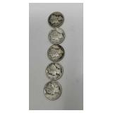 5 Mercury Dimes.