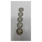 5 Mercury Dimes.