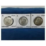 1964 KENNEDY HALF DOLLARS-90%SILVER
