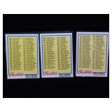 3 Checklist Baseball Cards