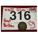 WWII SILVER 1944 GREAT BRITAIN COIN