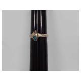 Sterling Silver Turquoise Bear Claw Ring - 2.3g -
