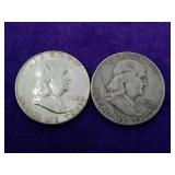 2 Franklin Half Dollars - X Count