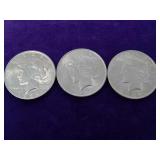 3 Peace Silver Dollars - X Count