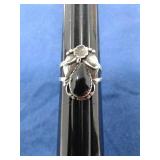 SZ.8.5 STERLING SILVER BLACK ONYX RING 3.6GRAMS